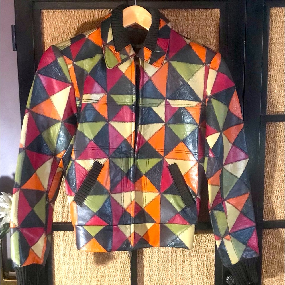 Patchwork leather jacket